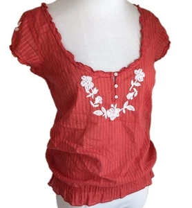 Hollister Milkmaid Bauern Top Gr. S Blumen bestickt halbtransparent Cottagecore - Bild 1 von 11