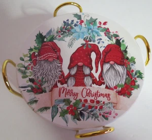 Gnome Christmas Bar Coasters Set of 6 Absorbent Stone Coaster with Holder - Picture 1 of 7