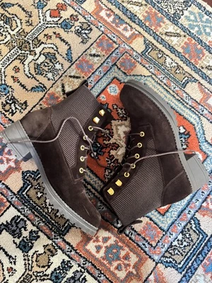 Cole Haan Women's 8.5 Camea Combat Boot Waterproof Dark Chocolate Brown Suede - Image 1 of 4