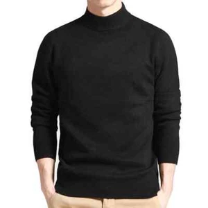 Men Sweater Solid Pullovers Mock Neck Spring And Autumn Wear Thin Fashion - Picture 1 of 29