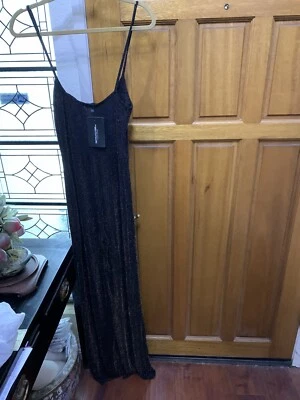 pretty little thing Gold Textured Glitter V Bar Bandeau Jumpsuit SZ:8 - Image 1 of 4