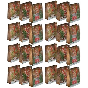 24 x Christmas Paper Gift Bag With Rope Handle Present Wrap Packaging 23 x 18cm - Picture 1 of 8