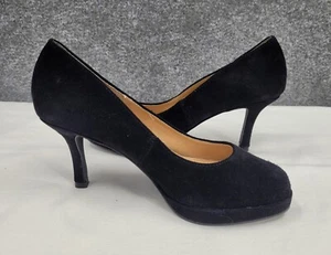Hot in Hollywood Platform Pumps Womens 7 M Leather Upper Round Toe Black NEW - Picture 1 of 13