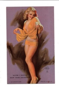 1945 ARTIST PIN-UP GIRLS MUTOSCOPE CARDS MS147 MAYBE I SHOULD SHOW DISCRETION