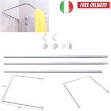 Binario Asta per tenda doccia in alluminio lucido bianco 4 Forma a L/U/Diritto
