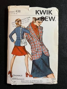 Kwik Sew Pattern 438 Misses' Unlined Blazer Size 14-18 Part Cut to Size 16 - Picture 1 of 3
