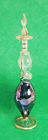 Vtg Egyptian Blown Glass Perfume Bottle=Purple/Gold=Etched Design=7" tall