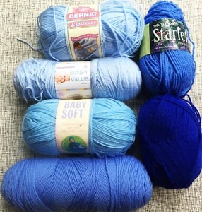 Lote de 4 madejas de hilo azul - Bernat - Mary Maxim - Marca León + madejas parciales - Imagen 1 de 6