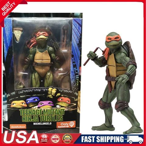 7" NECA Teenage Mutant Ninja Turtles Action Figure Statue Model Toy 1990/Movie Cover
