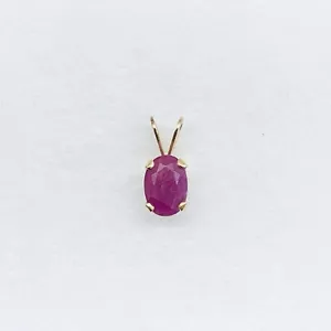 0.50 Ct 14k Yellow Gold Oval Cut Ruby Drop Teardrop Solitaire Pendant Charm 0.5g - Picture 1 of 6