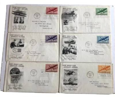 1941 New Regular Airmail Series Lot Of 6 Art Craft FDC Cachets - Image 1 of 4