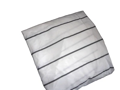 TOMMY HILFIGER CHARCOAL GRAY & WHITE STRIPED (1) TWIN FITTED SHEET 12' POCKETS - Image 1 of 4