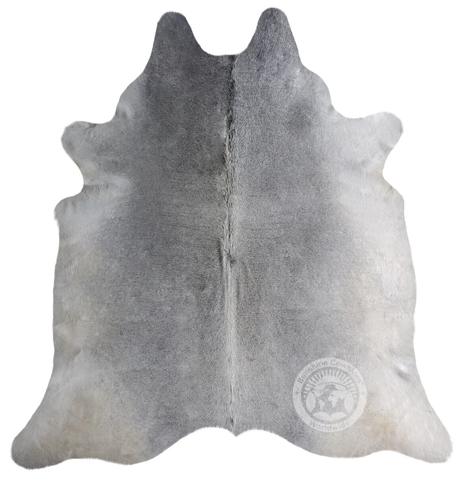 Alfombra de cuero de vaca real gris - talla 6 X 6-7' Foto 1 de 4
