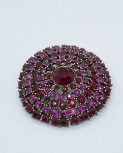 Weiss Vintage Brooch  Pin  C.1960 Rhinestone Pink Red - Picture 1 of 6