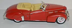 1940 Cadillac Convertible Coupe Red Diecast Car Doors, Hood, and Trunk Open - Picture 1 of 6