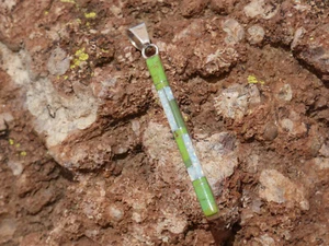 Double Sided Bar Pendant Southwest Sterling Silver 925 Gaspeite & Blue Opal S88 - Picture 1 of 10