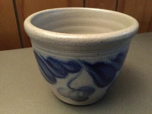 Eldreth Pottery 1990 Vase Cup used vintage Blue floral - Picture 1 of 7