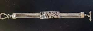 Sterling Silver~~4 Strand ID Type Filigree Bracelet~~7"~~42.3 g. - Picture 1 of 5