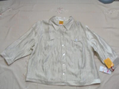 Ruby Rd Womens   GOLD   Metallic Ribbed Jacket  Size 24 - NEW - Image 1 of 2