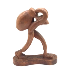 J Pinal Mexican Artist Wood Carving of peasant farmer. 9" tall. Signed - Picture 1 of 8