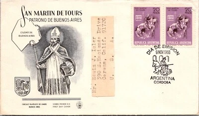 Argentina 1968 FDC - San Martin Detours - Cordoba - J69 - Image 1 of 2