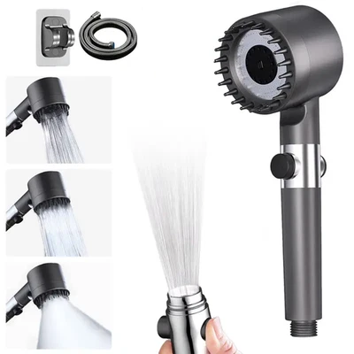 4 Modi Duschkopf Handbrause mit Filter EIN/AUS Schalter Hochdruck Körpermassage - Bild 1 von 4