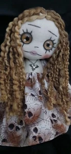 🤎ARTIST HAND MADE "14" GOTHIC RAG DOLL GLASS EYES EXCEPTIONAL 14" DOLL - Picture 1 of 6