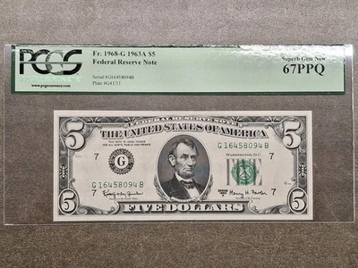 Fr. 1968-G 1963-A $5 Chicago Federal Reserve Note PCGS 67 PPQ - Image 1 of 4