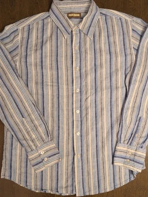 Camisa con botones manga larga a rayas de lino ropa máquina Y2k rara vintage  Foto 1 de 4
