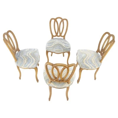 Bleached Walnut Tripple Oval Pretzel Back 4 French Provincial Dining Chairs NICE - Image 1 of 4