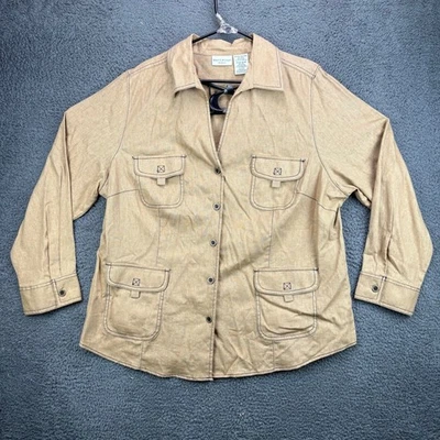 БЕЛЫЙ ОЛЕНЬ женщина льняной смеси рубашка на пуговицах бежевый 4 изделия карман 18 Вт 20 Вт - Изображение 1 из 4