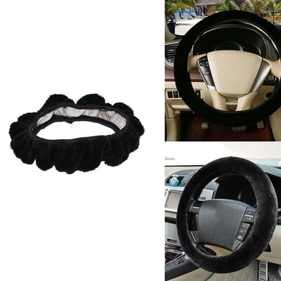 Brand New Steering Wheel Cover Faux Natural Plush Plush Car Decor Decoration - Image 1 of 4