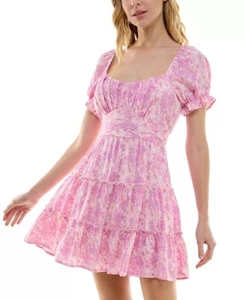 Trixxi PINKFLOR Women's Juniors' Woven Tie-Back Fit & Flare Dress, US Medium - Picture 1 of 4