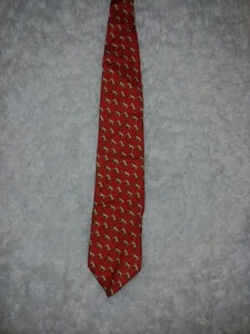 Gucci Tie Cougar Mountain Lion Neck Tie Red Tan Silk Made In Italy Animal Cat - Picture 1 of 6