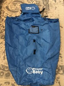 Moovin’ Baby Car Seat Backpack  Travel Bag  Padded Straps Airplane Blue