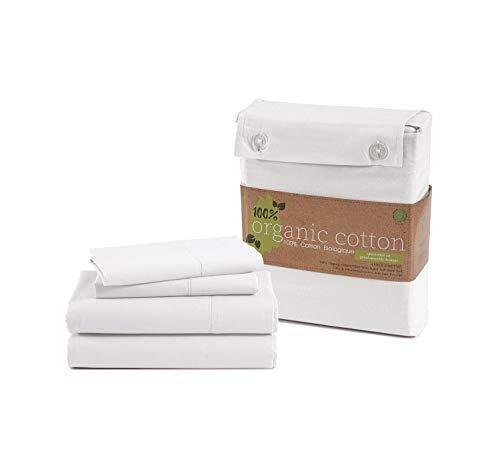 100% Organic Cotton White Twin XL Sheets Set 3-Piece Pure Percale Soft Beddin...