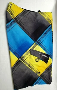 Billabong Platinum X Board Short Mens 32 Quad Stretch Blue Yellow Surf Swim - Picture 1 of 8