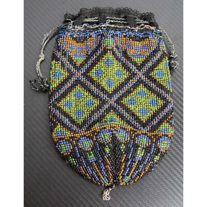 Vintage Hand Perlen Absehen Geldbörse mit geometrischem Design - Bild 1 von 7