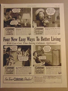 1940 Elettrodomestici Coleman ferri lampade riscaldatori stampa artistica vintage pubblicità - Foto 1 di 1