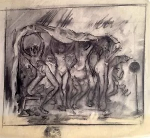 Julian Ritter Original Erotic Charcoal on Vellum_ 18" x 19"_ Un-Signed - 362 - Picture 1 of 3