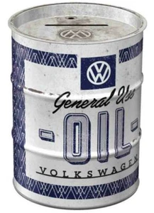 Retro Oil Barrel Money Box Storage Tin VW GENERAL USE Licensed 600ml VOLKSWAGEN - Picture 1 of 7