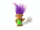 Vintage Mini Soma Troll Doll 1.75" 4.5cm tall Caveman yellow eyes purple hair