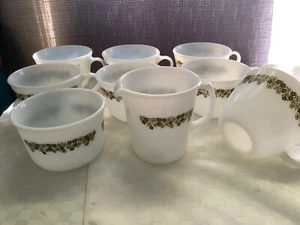 Pyrex Milchglas Crazy Daisy Spring Blossom 7 Kaffeetassen Zuckerdose & Milchkännchen - Bild 1 von 14