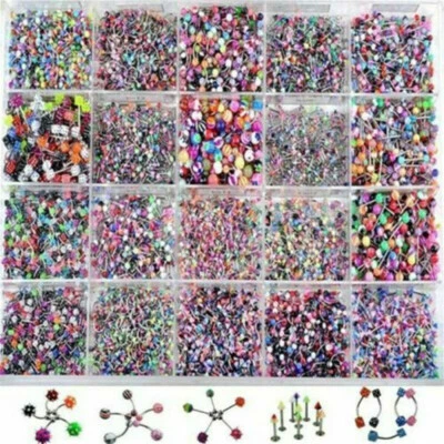 105Pcs Wholesale Bulk lots Body Piercing Eyebrow Jewelry Belly Tongue Bar Ring.. - Image 1 of 4