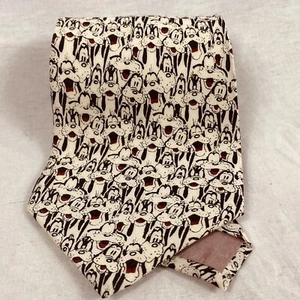 DISNEY BALANCINE INC GOOFY RED IVORY SILK NECKTIE TIE - Picture 1 of 10