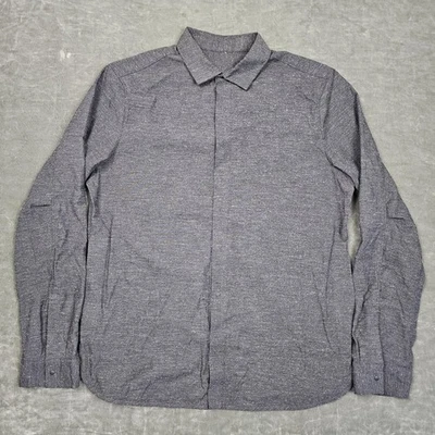 Lululemon Shirt Mens Large Gray Long Sleeve Button Front Hidden Placket Casual - Image 1 of 4