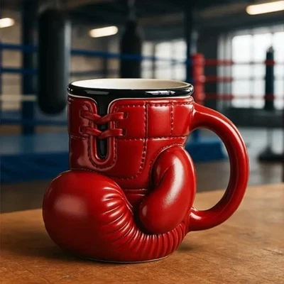 Novedad Guante de Boxeo Rojo/Negro Taza Acero Inoxidable Interior Único Gimnasio Amante Regalo Foto 1 de 4