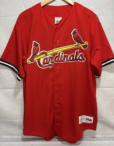 Vintage Trikot St Louis Cardinals Majestic Herren Große Knopfleiste Schrift Neu Rot - Bild 1 von 11