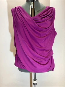 Lane Bryant Size 18/20 Blouse Magenta Cowl Neck Sleeveless Lined Polyester - Picture 1 of 6