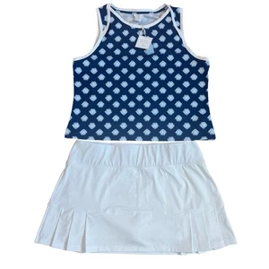 Sigrid Olsen Athletic Tennis/Golf Navy  & White Top/Skort Set Women's Size XL - Picture 1 of 13